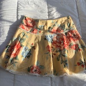 Yellow floral mini skirt